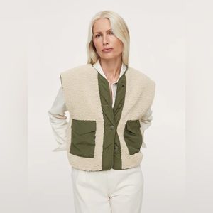 Mango faux shearling mixed vest gilet